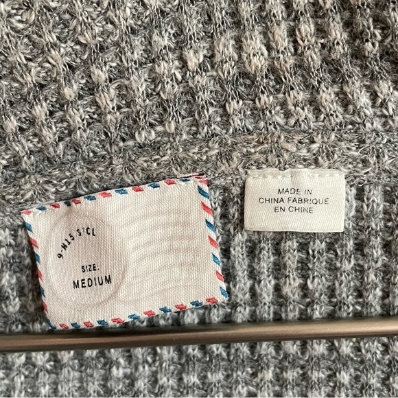Anthropologie Postmark Maurisa Gray Waffle Knit Cowl Neck Sweater Top, Size M - Picture 6 of 7